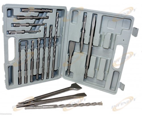 17 PC DRILL BITS & CHISEL SDS PLUS ROTARY HAMMER BITS